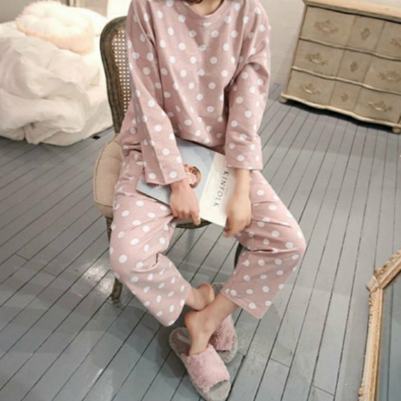 Cute Pink White Polka Dot Pajamas - Picture 2 of 3